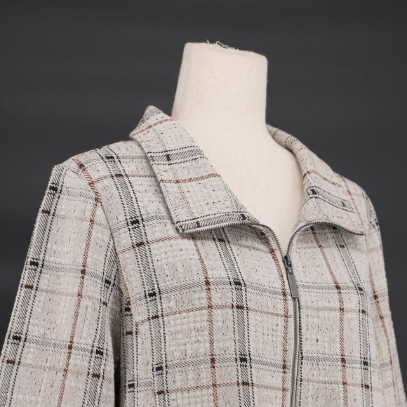 HABITAT Windowpane Plaid Swing Textured Jacket in Putty Gray Beige Size M - Picture 5 of 10